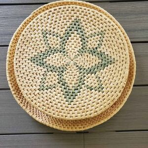 Sweetgrass Seagrass Nesting Baskets with Fanning Tray